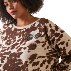 10043680 Women's Real Hide Crew Sweatshirt By Ariat -Western Cowboy Equipment Store 10043680 01 plus