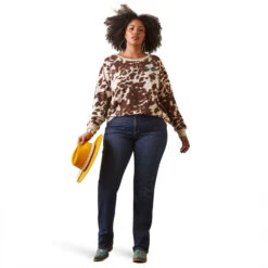 10043680 Women's Real Hide Crew Sweatshirt By Ariat -Western Cowboy Equipment Store 10043680 full plus