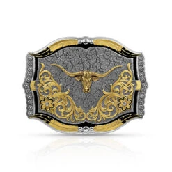 43810-771 Cracked Dirt Longhorn Buckle By Montana Silversmiths
