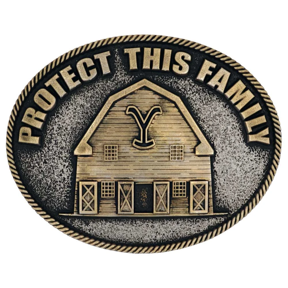 A909yel Yellowstone "Protect This Family" Belt Buckle By Montana Silversmiths 1 A909yel Yellowstone "Protect This Family" Belt Buckle By Montana Silversmiths