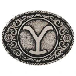 A914yel Yellowstone Y Floral Filigree Buckle By Montana Silversmiths