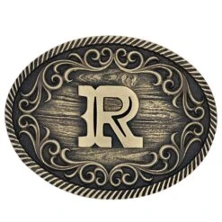 A915 Filigree Initial Attitude Buckle By Montana Silversmiths -Western Cowboy Equipment Store A915R
