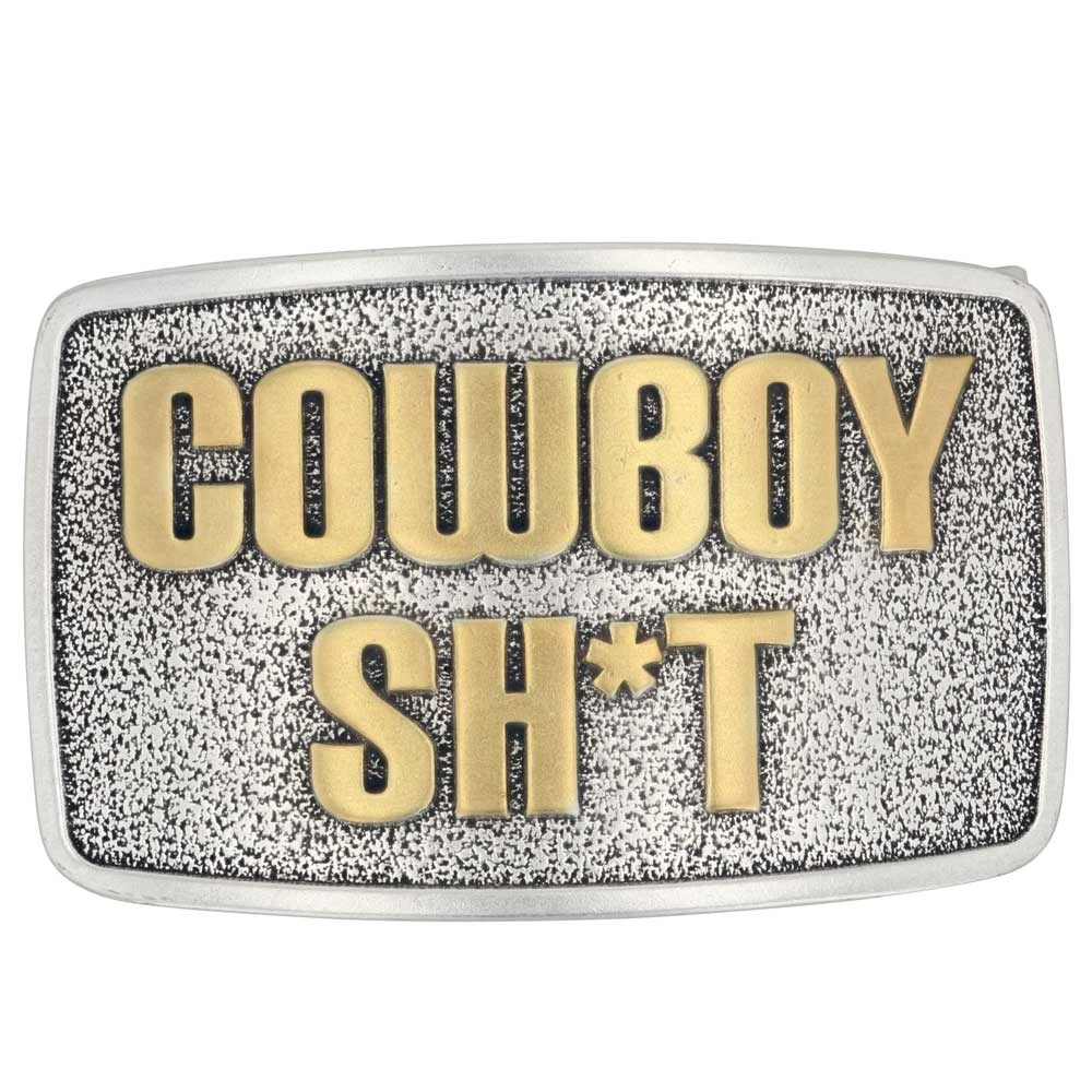 A923cst Cowboy Sh* Rectangular Attitude Buckle By Montana Silversmiths 1 A923cst Cowboy Sh* Rectangular Attitude Buckle By Montana Silversmiths