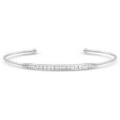 Bc4456 Minimal Clear Stone Bar Cuff Bracelet By Montana Silversmiths