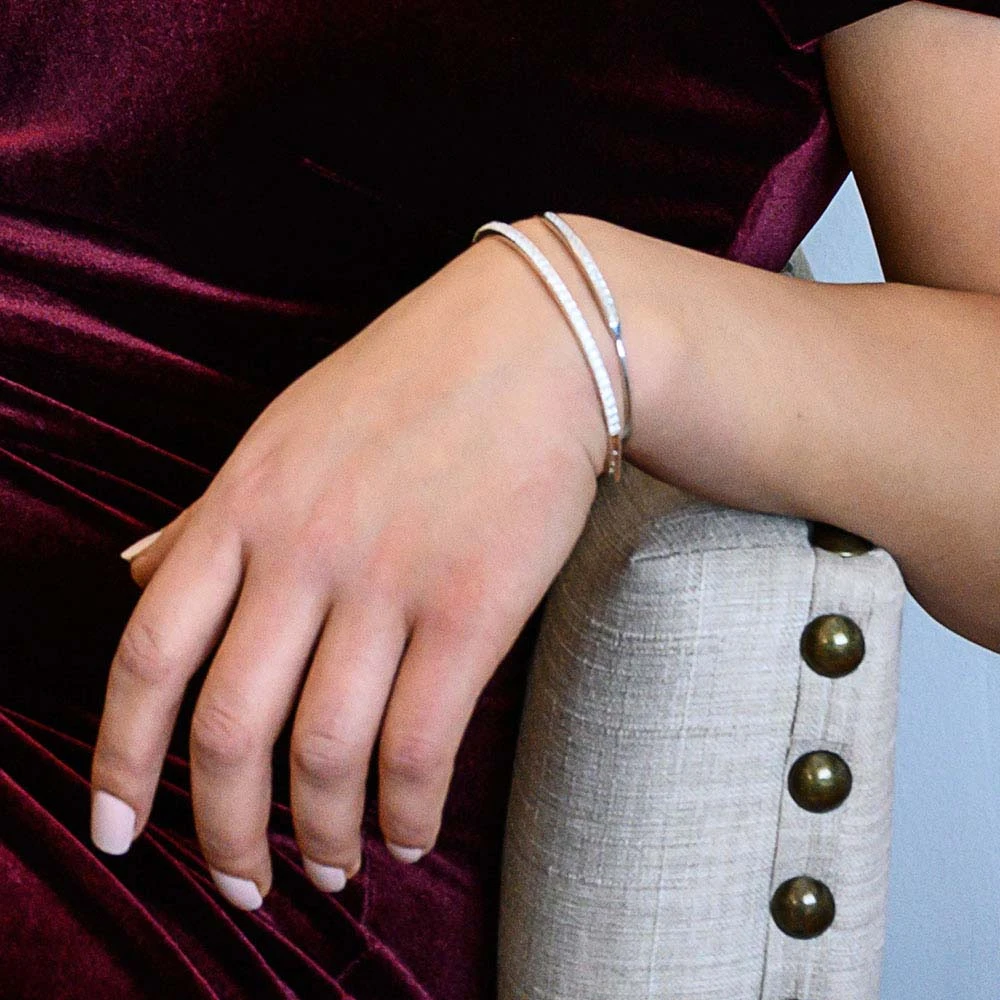 Bc4456 Minimal Clear Stone Bar Cuff Bracelet By Montana Silversmiths 2 Bc4456 Minimal Clear Stone Bar Cuff Bracelet By Montana Silversmiths - Image 2