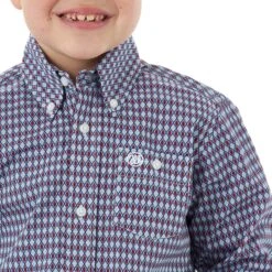 Bgb871m Boy's Long Sleeve Button Shirt By Wrangler -Western Cowboy Equipment Store BGB871M BD01 SWBD PRD