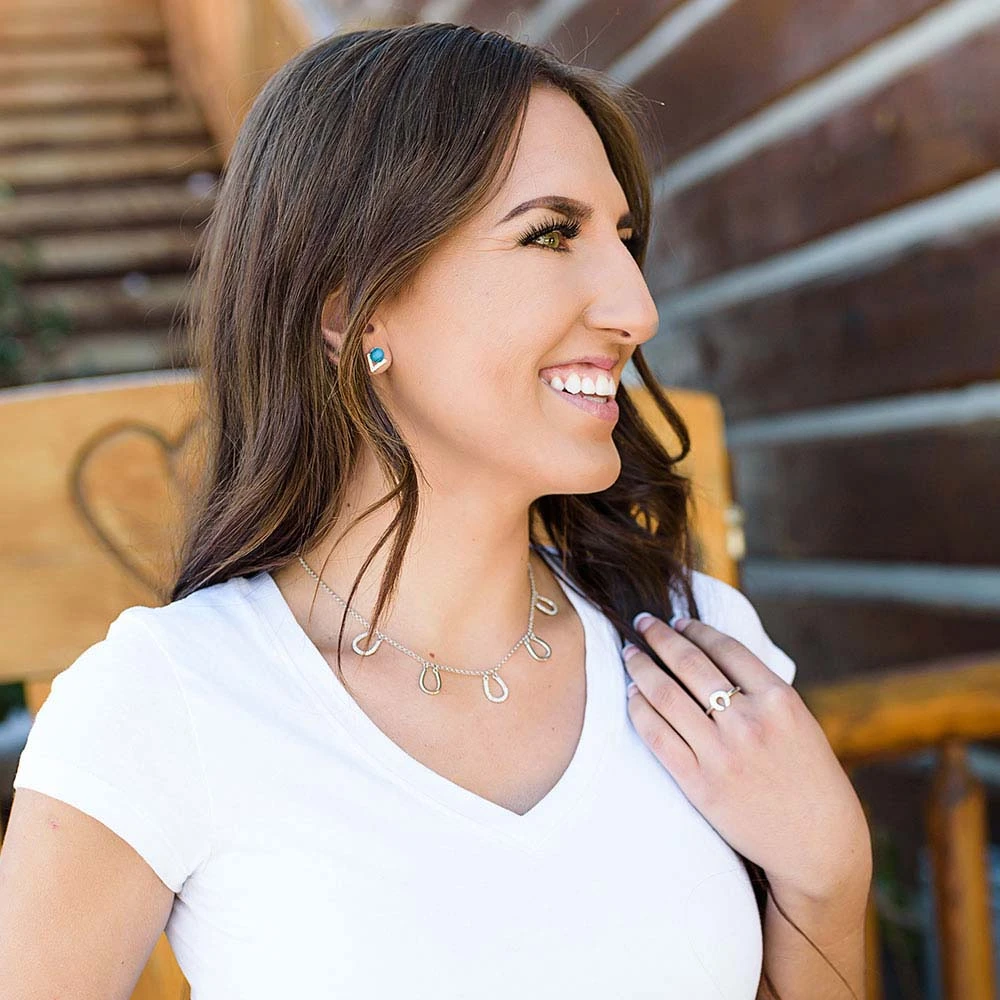 Er4484 Geometric Turquoise Pearl Post Earrings By Montana Silversmiths 2 Er4484 Geometric Turquoise Pearl Post Earrings By Montana Silversmiths - Image 2