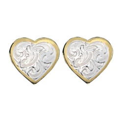 Er69g Two Tone Heart Earrings By Montana Silversmiths