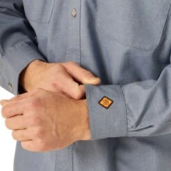 Fr3w01l Men's FR Flame Resistant Long Sleeve Work Shirt By Wrangler -Western Cowboy Equipment Store FR3W01L BD02 SWBD PRD