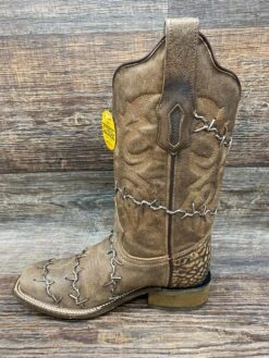A3815 Women's Square Toe With Woven Barbed Wire Design By Corral -Western Cowboy Equipment Store IMG 3029