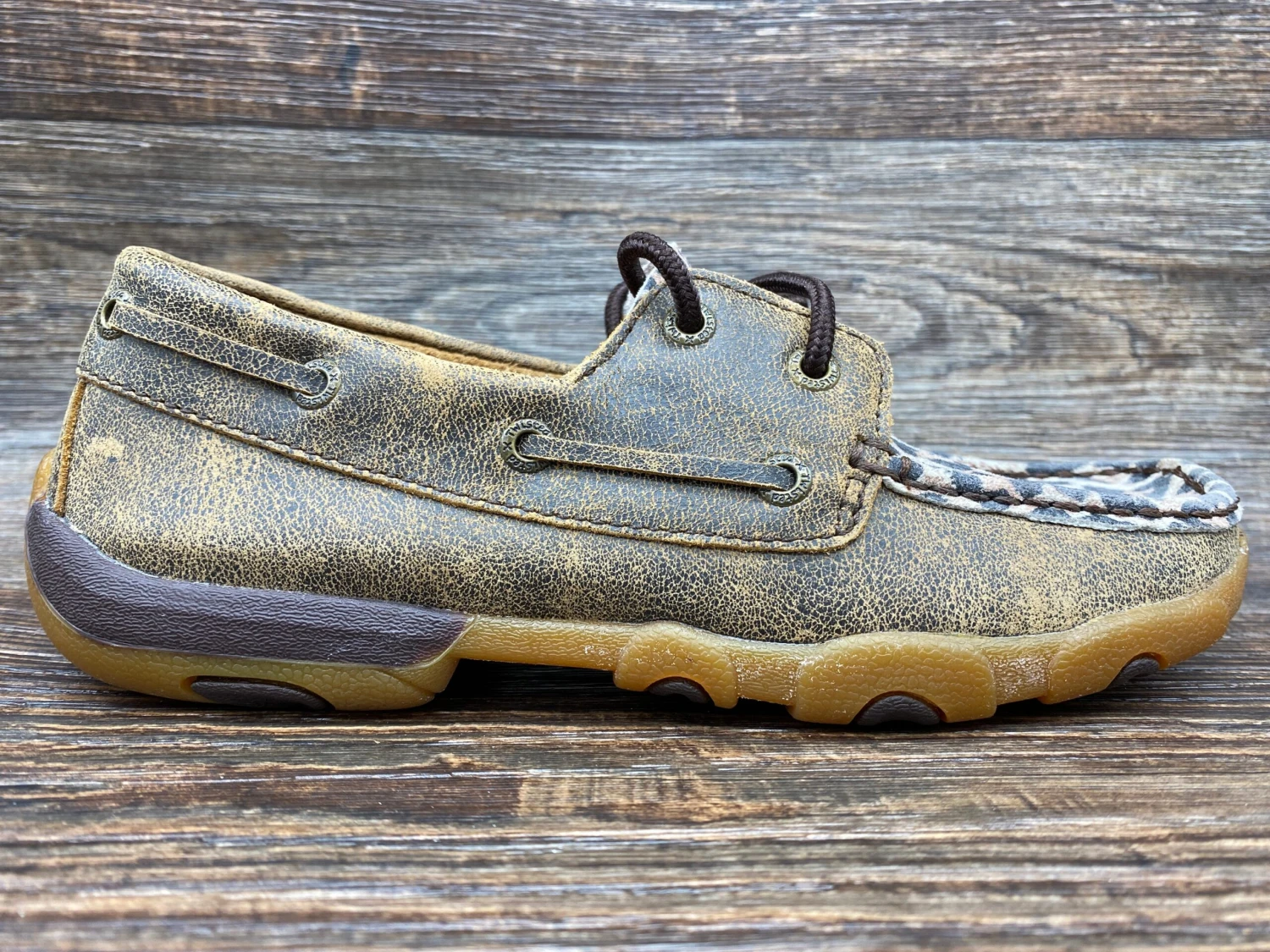 Wdm0057 Women's Distressed Leopard Print Driving Moc By Twisted X 2 Wdm0057 Women's Distressed Leopard Print Driving Moc By Twisted X - Image 2