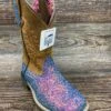 3077c Kid's Pastel Glitter Square Toe Western Boots By Smoky Mountain - 3077C Children's Sizes 8.5-3