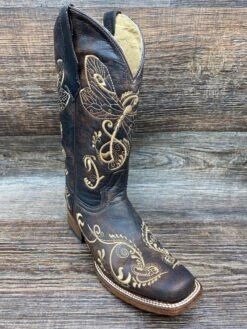 L5079 Ladies Circle-G Dragonfly Embroidered Square Toe Boot By Corral
