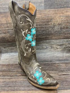 L5255 Women's Circle-G Floral Embroidered Snip Toe Boot By Corral
