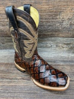 158q Men's Pirarucu Fish Print Square Toe Western Boot By Cowtown
