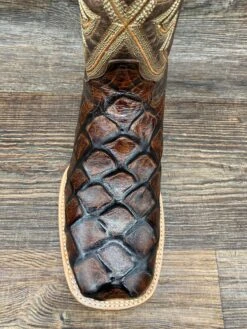 158q Men's Pirarucu Fish Print Square Toe Western Boot By Cowtown -Western Cowboy Equipment Store IMG 5003