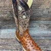 464q Women's Cognac Full Quill Print Square Toe Western Boot By Cowtown