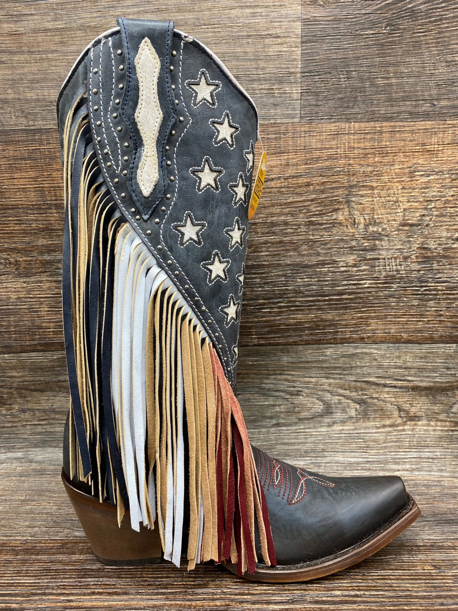 C3749 Women's Snip Toe Navy With Stars And Fringe Western Boot By Corral 2 C3749 Women's Snip Toe Navy With Stars And Fringe Western Boot By Corral - Image 2