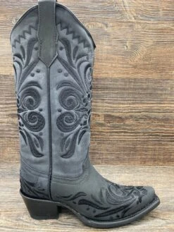 L5433 Women's Circle-G Black Filigree Snip Toe Western Boot By Corral