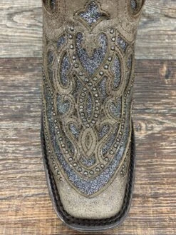 E1512 Women's Brown & Grey Glitter Inlay Square Toe Western Boot By Corral -Western Cowboy Equipment Store IMG 5807