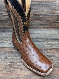 10040304 Men's Quantum Primo Full Quill Ostrich Square Toe Western Boot By Ariat