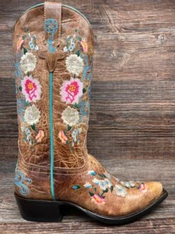 M8012 Ladies Floral Embroidery Snip Toe Western Boot By Macie Bean
