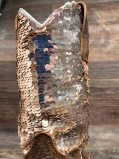 Mk9153 Kid's Bison With Reversible Sequin Top Square Toe Western Boot By Macie Bean -Western Cowboy Equipment Store IMG 7585