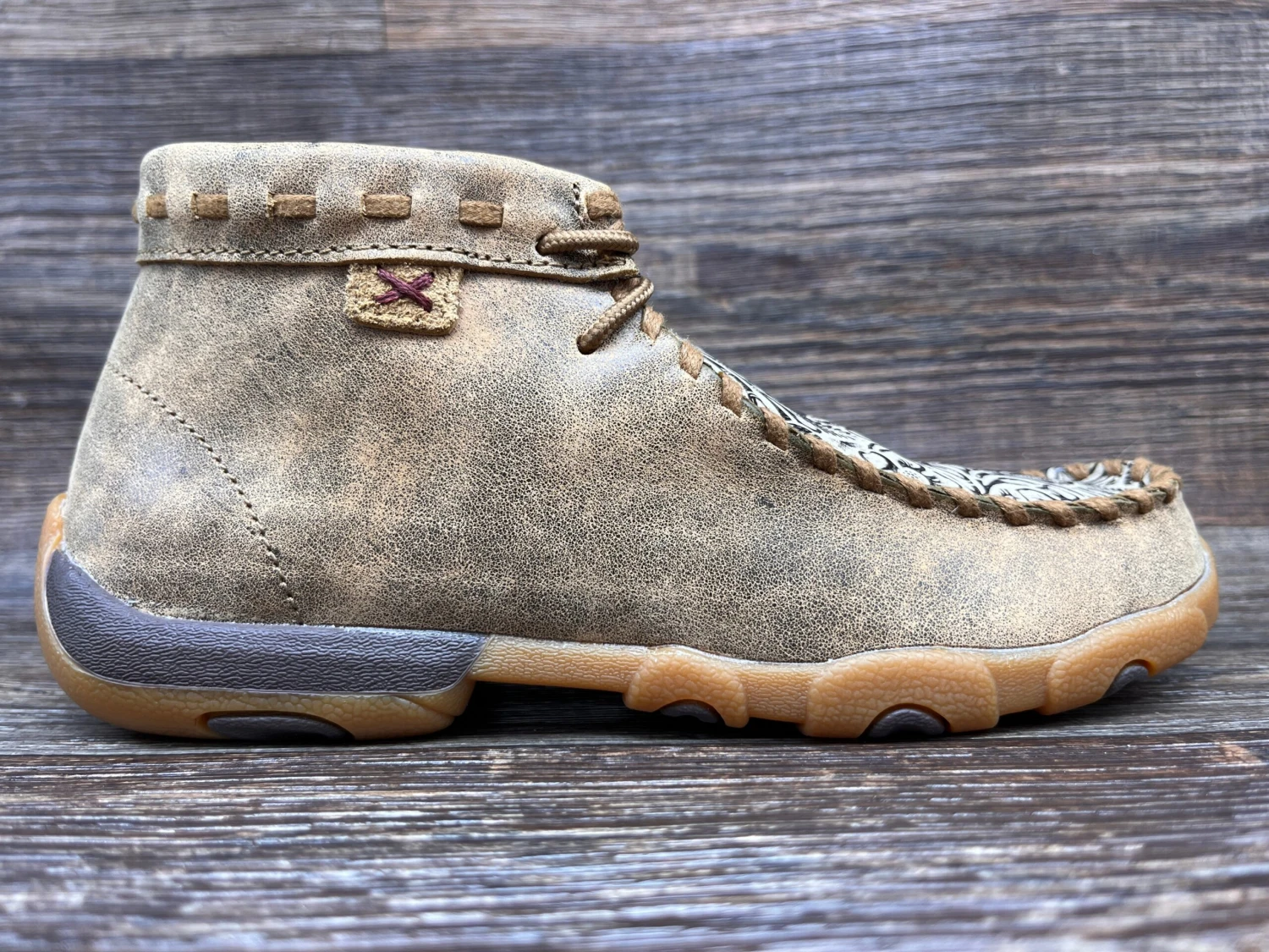 Wdm0080 Women's Lace Up Driving Moc With Floral Print By Twisted X 2 Wdm0080 Women's Lace Up Driving Moc With Floral Print By Twisted X - Image 2