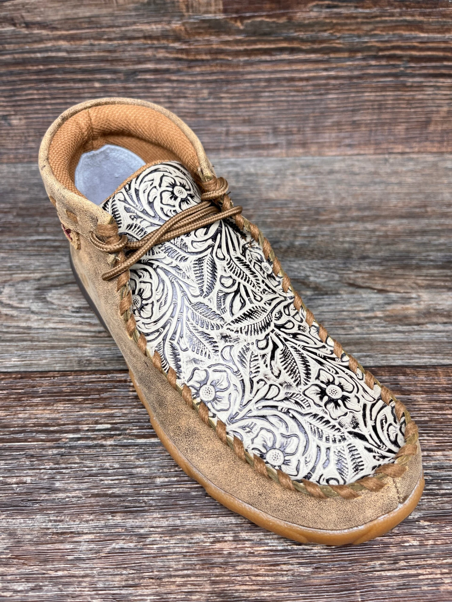 Wdm0080 Women's Lace Up Driving Moc With Floral Print By Twisted X 1 Wdm0080 Women's Lace Up Driving Moc With Floral Print By Twisted X