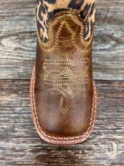 Dpc2951 Kid's Makucha Leopard Print Square Toe Western Boot By Dan Post -Western Cowboy Equipment Store IMG 8486