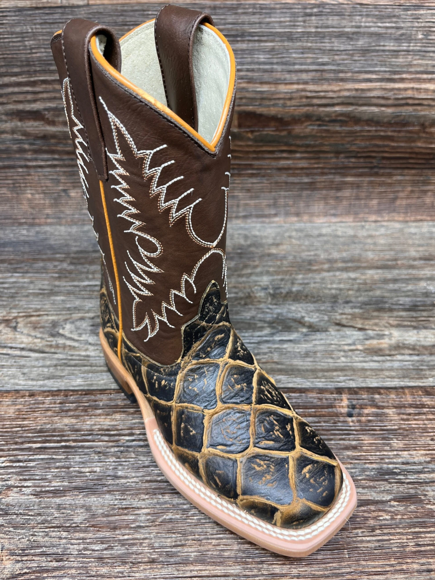 Hpk1844 Kid's Rusty Filet Of Fish Square Toe Western Boot By Horsepower 2 Hpk1844 Kid's Rusty Filet Of Fish Square Toe Western Boot By Horsepower - Image 2