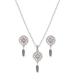 Js3853 Pink Opal Dreamcatcher Jewelry Set By Montana Silversmiths