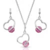 Js4378 A Drop Of Pink Heart Jewelry Set By Montana Silversmiths