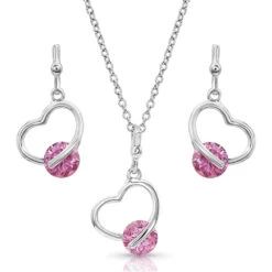 Js4378 A Drop Of Pink Heart Jewelry Set By Montana Silversmiths