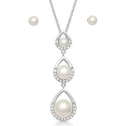 Js4812 Pearl Teardrop Jewelry Set By Montana Silversmiths