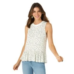 Lwek22w Women's Ruffle Hem Tank Top By Wrangler -Western Cowboy Equipment Store LWEK22W BF01 SWFF PRD
