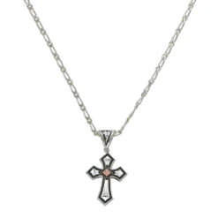 Nc1161 Antique Copper Diamond Cross Necklace By Montana Silversmiths