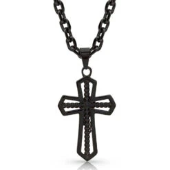 Nc4025 Through The Darkest Night Cross Necklace By Montana Silversmiths