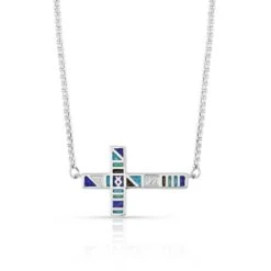 Nc5094 Legends Color Cross Necklace By Montana Silversmiths