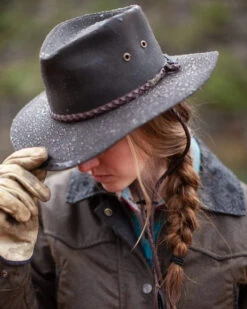 1486-brn Unisex Grizzly Oilskin Hat By Outback Trading Co.