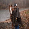 2101-brn-one Unisex Packable Oilskin Poncho By Outback Trading Company